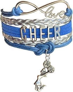 Sportybella Cheer Charm Bracelet- Girls Infinity Love Adjustable Cheerleading Jewelry in Team Colors For Cheerleaders (Orange/Black) image