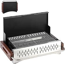 Portable Charcoal Grill, Tabletop Foldable Barbeque Grill, Stainless Steel Notebook Grill, Small BBQ Grill for Outdoor Cooking Backyard Camping Traveling Picnics Beach image