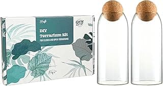 DIY Terrarium Kit with Closed Glass Bottle Container Planter with Lid (Ball Cork) | 2 Jars | Airtight Terrarium | Create Your Own Indoor Garden (No Live Plants) image