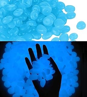 Glow Pebbles, 200 pcs Blue Glowing Rocks, Glow in The Dark Stones for Outdoor Decor, Garden Lawn Yard, Luminous Pebbles for Landscaping, Walkway Pathway, Aquarium Fish Tank Rocks image