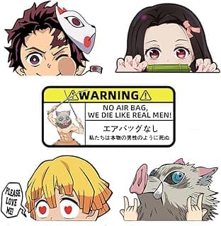 Roffatide Anime Car Decals 5 Pcs Funny Car Sticker Waterproof Decals for Automobile Motorcycle Laptop Skateboard Decoration image