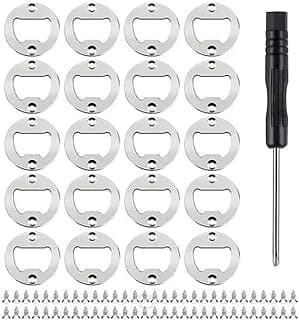 20Pcs DIY Bottle Opener Insert Kits, Beer Bottle Opener Insert with Screwdriver, Stainless Steel Hardware Parts Accessories for Resin Mold Crafts, Home Brewing Enthusiasts