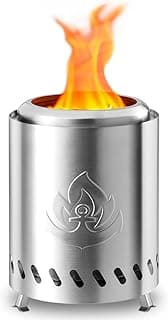 Table top Fire Pit 5.5"*6.9” with Stand, Smokeless Firepit Outdoor, 304 Stainless Steel Small Tabletop Stove Fueled by Pellets Or Wood,Low Smoke Mini Round Fire Pit Bowl Iutdoor, Silver image
