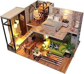 DIY Miniature House Kit, Dollhouse Kit with Furnitures, Mini House Making Kit for for Adult to Building,Halloween/Christmas Decorations/Gifts,M030Z image