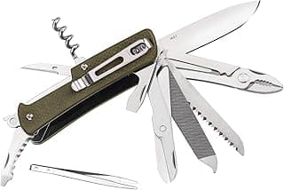 Ruike Multi Tools Camping Knife Folding Tactical Pocket Knife with Clip Small EDC Utility Knives Hunting hiking Outdoor Gear 17c27 Cool Steel Pilers Screwdriver Scissor Wood saw Mens Women Gifts M61-G