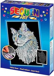 Blue White Cat - Sparkling Creative Arts & Crafts Pets Picture Kit for Kids & Adults on Velvet Backgroundfor ages 6 years to 99 years image