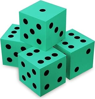 Shappy 4 Pieces 3.5 Inch Foam Dice Cube Jumbo Dice with Number Dots Big Dice Jumbo Giant Foam Dice Large Dice for Christmas Game Math Classroom Party Favors Bag Stuffers (Green) image