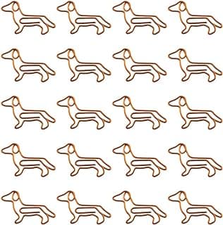HAHIYO Dachshund Shaped Paper Clips Fasteners Gold Metal Card Note File Bookmarks Planner Sit Flat Secure Hold Not Tear Scratch Pages Not Leave Dent Not Deform for Invitation Journals Decor Gift 20PCS image