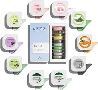 ClayCo! 10 Piece Clay Mask Variety Kit for Men & Women Facial and Skin Care, Clay Face Mask Set (Rose, Rose Jelly, Matcha, Turmeric, Dead Sea, Green Tea, Aloe Vera, Avocado, Eggplant, Tea Tree) image