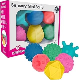 Edushape Sensory Mini Balls for Baby - Pack of 6 Solid Color Baby Balls That Help Enhance Gross Motor Skills for Kids Aged 6 Months and Up - Vibrant Colorful and Unique Toddler Ball for Baby image