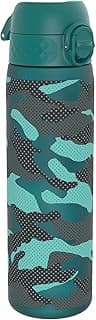 ION8 Water Bottle, 500 ml/18 oz, Leak Proof, Easy to Open, Secure Lock, Dishwasher Safe, BPA Free, Flip Cover, Carry Handle, Fits Cup Holders, Easy Clean, Odor Free, Carbon Neutral, Green, Camo Design image