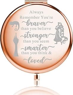 FUSTMW Princess Long Hair Gifts Compact Makeup Mirror Fairy Tale Princess Gifts You are Braver Stronger Smarter Than You Think (Long Hair mirror) image