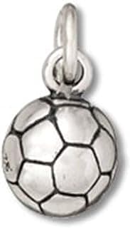 Sterling Silver 7" 4.5mm Charm Bracelet With Attached 3D Small Sports Soccer Ball Or Futbol Charm image
