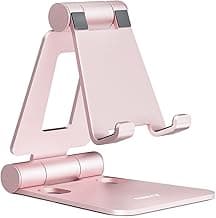 Nulaxy Dual Folding Cell Phone Stand, Fully Adjustable Foldable Desktop Phone Holder Cradle Dock Compatible with Phone 16 15 14 13 12 11 Pro Xs Xs Max Xr X 8, Nintendo Switch, All Phones - Rose Gold image