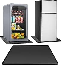 Mini Fridge Silicone Mat with Raised Edge - 24''x24''x0.6'' Under Refrigerator Mat Refrigerator Floor Protector Mat, Fridge Mat for Carpet Freezer Protect from Appliance Leaks Water Spills (Black) image