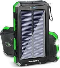 WONGKUO Solar Charger Power Bank - 𝟮𝟬𝟮𝟰 𝙐𝙥𝙜𝙧𝙖𝙙𝙚 36800mAh Solar Phone Charger, QC3.0 Fast Charger with LED Flashlight, IP65 Waterproof Portable Power Bank for Outdoor Activities image