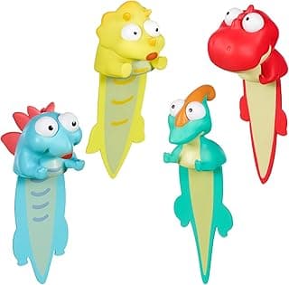 RMISODO 4 Pieces of Cretaceous Dinosaurs 3D Animal Bookmarks for Kids, Students, Readers, PVC Material Bookmark Set, Creative Cartoon Funny Stationery for Graduation, Birthday, New Year Gift. image