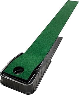 Portable Golf Putting Mat with Automatic Ball Return System, 2.2mx30cm, Green image