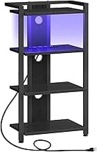 HOOBRO 4-Tier AV Media Stand, Media Console with Charging Station and LED Light Strip, Entertainment Device Stand, for Switch, Game Console, Record Player, Media Accessories, Black BB38UDCJ01 image