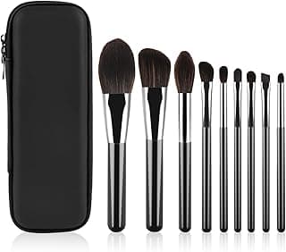 professional makeup brush set is composed of 9 foundation make-up concealer eye shadow powder blusher makeup brushes with bristles. image
