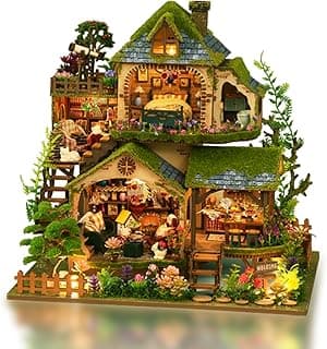 DIY Miniature Dollhouse Kit, Mini House Making Kit with Furnitures, Tiny House Kit to Build for Adults, Hobby Craft Gift for Christmas Day, Forest Adventure image