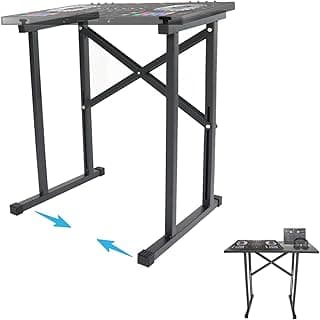 Adjustable DJ Stand Portable Audio Mixer Stand Angled Foldable DJ Table Studio Music Synth Stand w/35” x 17.7” Tabletop and Carrybag For Drum Machines, Controller, Keyboard, DJ Turntables