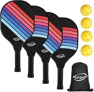 Pickleball Paddles Set of 4, 4 Indoor&Outdoor Pickleball Balls and 1 Carry Bag, Pickleball Paddles for Beginner&Pro, Pickleball Rackets with Ergonomic Cushion Grip image