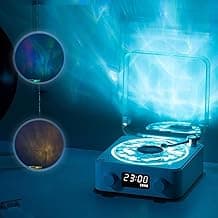 The Waves Vinyl Player,Waves Vintage Vinyl Record Player Bluetooth Speaker with Adjustable Ambient Lights,Wireless Bluetooth Speaker Audio Turntables,Waves Vinyl Bluetooth Speaker 4 Modes (Blue) image