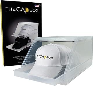 The CapBox 2.0 (2 Pack Clear) Hat Organizer for Baseball Caps, Stackable Sliding Tray Hat Rack & Hat Holder Hat Hanger Cap Storage Container 2 Yr. Warranty Anti Tilting & Tray Stopper image