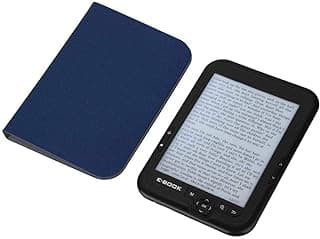 E-Reader, 6 inch E‑Book Reader with E‑Ink Screen, 1024 x 768 Resolution Display 300DPI Electronic Paper Book with Blue Cover, E-Paper Supports TF Card for Adult, Kids(Black 2) image