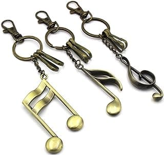 Vintage Bronze Music Note Keychains Men's Women Clef Treble Key Rings for Key BFF Relationship Gift, Set of 3 image