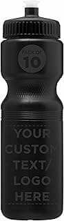 DISCOUNT PROMOS 28 oz. Custom Push Cap Plastic Water Bottles Set of 10, Personalized Bulk Pack - Perfect for Gym, Hiking, Camping, Outdoor Sports - Black image