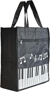 Piano Keys Handbag Music Tote Bag Oxford Cloth Nylon Waterproof Storing Sheet Books for Teacher Gifts (Black)