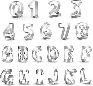 Cookie Cutters Set, FUBARBAR 35pcs Alphabet & Number Sandwich 3'' Large Christmas Stainless Steel Letters Cookie Cutters Decorating Tool DIY Biscuit Mold for Fondant Biscuit, Cake, Fruit image