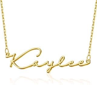 Custom Name Necklace Personalized 18K Gold Plated Nameplate Pendant Gift for Women image