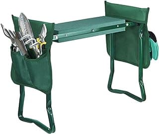 Foldable Garden Kneeler and seat with 2 Gardening Tool Pouches Multi use Bench with Soft Kneeling Pad, Gardening Gifts for Women Men image