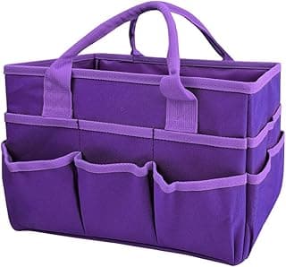 Mewise Teacher Handle Tote Bag Organizer,Tote Bag Organization for Crafts,Art,Paper,Books,School,Sewing,Travel with Handles,Ofiice Supplies Storage (Purple) image