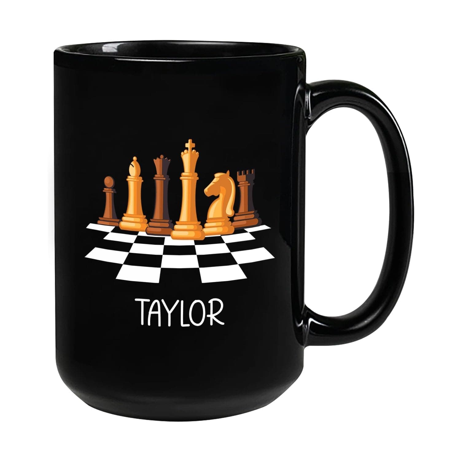 Chess Coffee Mug, Personalized Playing Chess Ceramic Mug Gifts, Custom Name Chess Player Mugs Gifts For Men Women, Sport Cups, Chess Lover Mug, Best Chess Player Present, Black Tea Cup 11oz 15oz