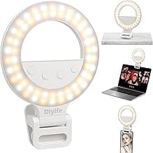 Selfie Ring Light, Clip on Ring Light [Rechargeable], 360°+90° Adjustable 10 Level Brightness Fashionable Portable Phone Ring Light for Laptop, YouTube, Video Conference, Live Streaming image