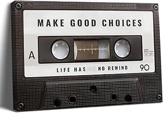 Balgardekor Painting Canvas Motivating Wall Art Home Decor for Living Room Office Inspirational Quote Make Good Choice Life Has No Rewind Pause If You Must.But Don't Stop (1, White, 12 x 16 Inches) image