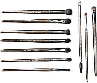 Natural Goat Hair Makeup Brushes Set of 10, Professional Natural Hair Cosmetic Brushes with Case, Beech Wood Handle. Super Soft Bristles, Variety of Brushes. Face Brushes, Eyeshadow Brushes.