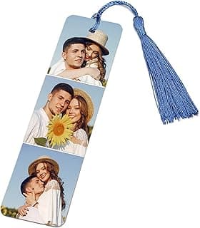 Custom Bookmark - Personalized Metal Bookmarks with Tassel, Customized Photo Color Picture Book Mark Gift for Women Men Readers Kids Book Lover Teacher Classmate Christmas Valentine's Day image