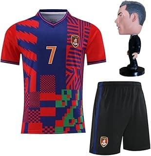 Kids Soccer Jersey for Boys Girls Youth Uniform with Doll Football Shirt Birthday Gift Set image
