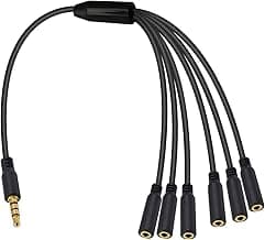 Poyiccot 3.5mm Headphone Splitter, 3.5mm Splitter 1 to 6 Ways 3.5mm 1/8inch TRRS Male to 6 Female Cord for Earphone, Headset, Laptop, Phone, 1.5ft image