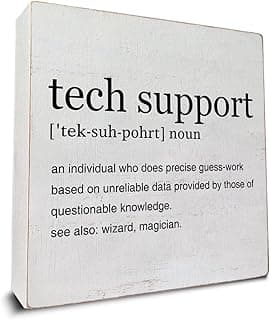 Tech Support Gifts for Men Tech Support Definition Art Wooden Box Sign Rustic Tech Support Desk Decorative Wooden Sign Home Office Decor for Table Shelf 5 x 5 Inches image