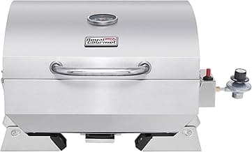 Royal Gourmet GT1001 Stainless Steel Portable Grill, 10000 BTU BBQ Tabletop Gas Grill with Folding Legs and Lockable Lid, Outdoor Camping, Deck and Tailgating, Silver image
