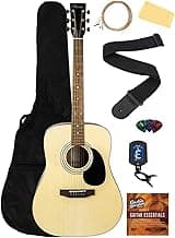 Barcelona D500 Dreadnought Acoustic Guitar - Natural Bundle with Gig Bag, Strings, Tuner, Strap, Picks, Fender Play Online Lessons, Austin Bazaar Instructional DVD, and Polishing Cloth image