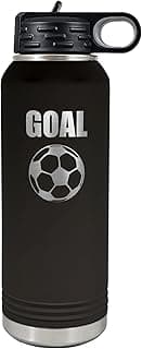 Palm City Products Soccer Water Bottle 32 oz – Goal-Themed Stainless Steel Sports Tumbler with Flip Lid and Engraved Soccer Design, Insulated Vacuum-Sealed Soccer Lover Water Bottle