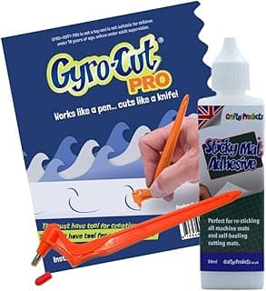 Gyro-Cut Genuine PRO Starter Set - Cutting Tool with Sticky Mat Adhesive - Rotating Standard Cut Paper Blade - Stencil Making and Scrapbooking - Compatible with CRICUT image