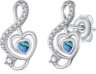 Music Earrings 925 Sterling Silver Music Note Earring Music Jewelry Gifts for Women image